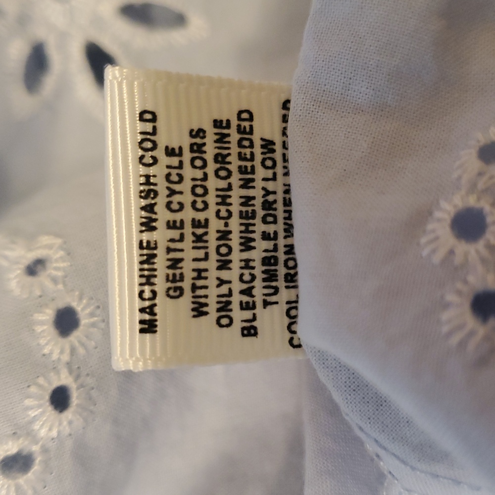 Ultra Pink Blue Romantic Ruffle Lace Eyelet Top, Size XL - Picture 8 of 9